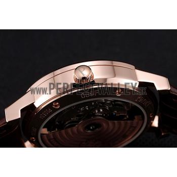 Piaget Altiplano Date Silver Dial Rose Gold Case Brown Leather Strap