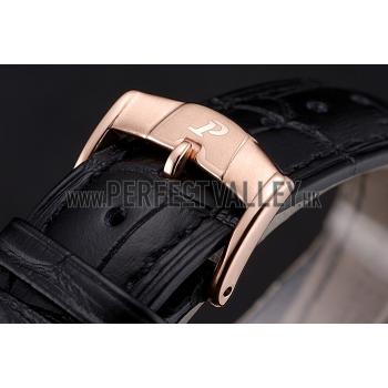 Piaget Altiplano Date Black Dial Rose Gold Case Black Leather Strap