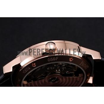 Piaget Altiplano Date Black Dial Rose Gold Case Black Leather Strap