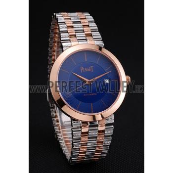 Swiss Piaget Traditional Blue Dial Gold Case Two Tones Stainless Steel Strap