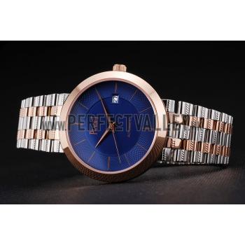 Swiss Piaget Traditional Blue Dial Gold Case Two Tones Stainless Steel Strap