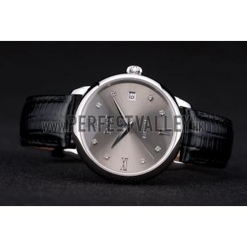 Piaget Swiss Traditional Grey Dial Black Leather Strap 7627