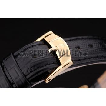 Replica Piaget Swiss Traditional White Radial Pattern Dial Black Leather Strap 7635