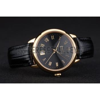 Piaget Swiss Traditional Black Dial Black Leather Strap 7628