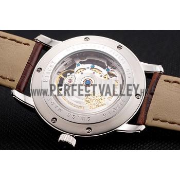 Swiss Piaget Altiplano Skeleton Dial With Diamonds Stainless Steel Case Brown Leather Strap