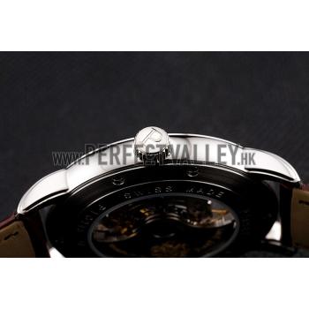 Swiss Piaget Altiplano Skeleton Dial With Diamonds Stainless Steel Case Brown Leather Strap