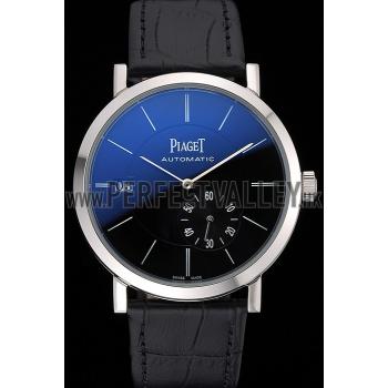 Replica Piaget Altiplano Silver Case Black Dial Black Leather Bracelet  622629