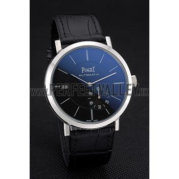 Replica Piaget Altiplano Silver Case Black Dial Black Leather Bracelet  622629