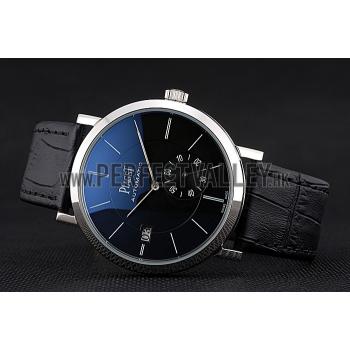 Replica Piaget Altiplano Silver Case Black Dial Black Leather Bracelet  622629