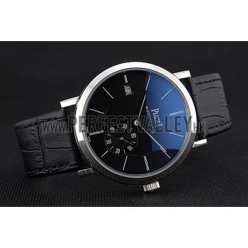 Replica Piaget Altiplano Silver Case Black Dial Black Leather Bracelet  622629