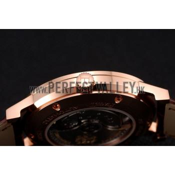 Replica Swiss Piaget Altiplano Diamond Set Rose Gold Case And Pearl Dial Brown Leather Strap 1453744