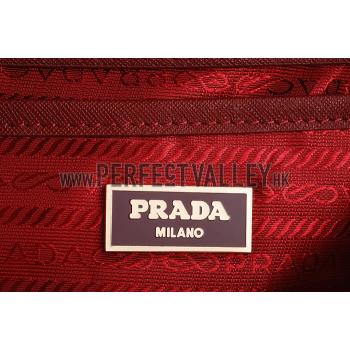 Prada Saffiano Mini Double Zip Tote Dark Red