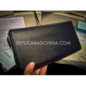 Prada Clutch Wallet Calfskin Black