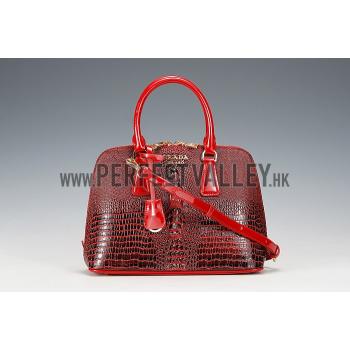 Cheap Prada Promenade Crocodile Leather Bag Red