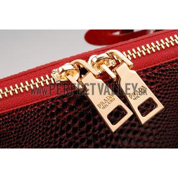 Cheap Prada Promenade Crocodile Leather Bag Red