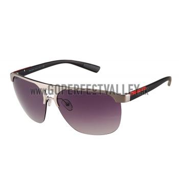 Prada Sporty Square Silver Frame Linea Rossa Logo Sunglasses 308312