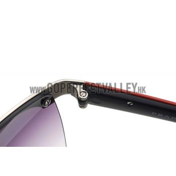 Prada Sporty Square Silver Frame Linea Rossa Logo Sunglasses 308312