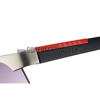 Prada Sporty Square Silver Frame Linea Rossa Logo Sunglasses 308312