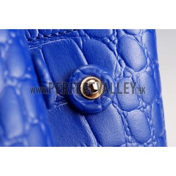 Prada Saffiano Crocodile Leather Black And Blue Bag HM00437