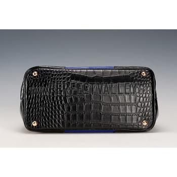 Prada Saffiano Crocodile Leather Black And Blue Bag HM00437