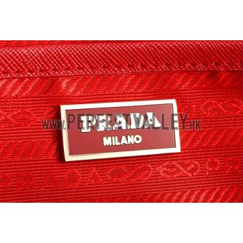 Prada Double Tote Red With Black Python Handles 18926811