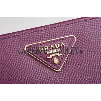 Prada Saffiano Leather Zip Around Small Purple Wallet Replica