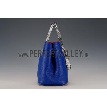 Prada Double Tote Blue With Python Handles