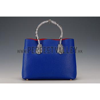 Prada Double Tote Blue With Python Handles