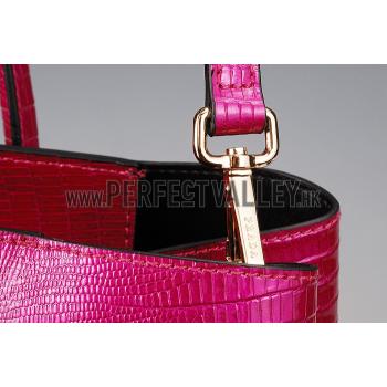 Prada Double Tote Crocodile Leather Bag Fuchsia