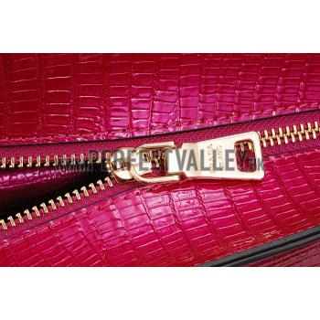 Prada Double Tote Crocodile Leather Bag Fuchsia