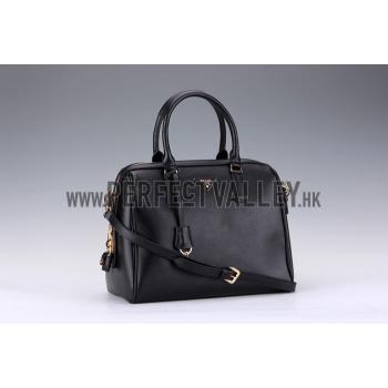 Prada Saffiano Shoulder Strap Bowler Bag Black