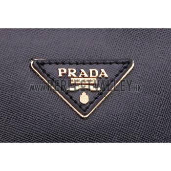 Prada Saffiano Shoulder Strap Bowler Bag Black