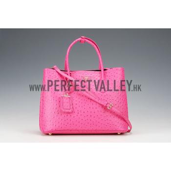 Replica Prada Double Tote Ostrich Leather Bag Fuchsia