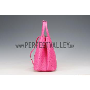 Replica Prada Double Tote Ostrich Leather Bag Fuchsia