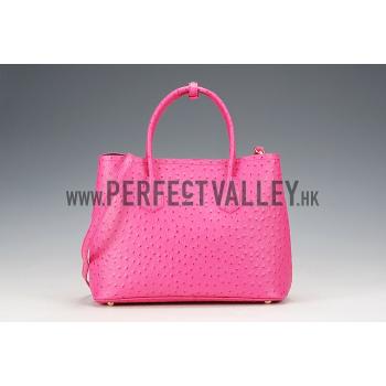 Replica Prada Double Tote Ostrich Leather Bag Fuchsia