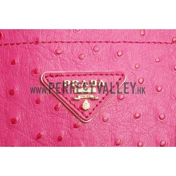 Replica Prada Double Tote Ostrich Leather Bag Fuchsia