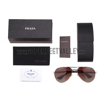 Prada Aviator Linea Rossa Logo Gold Frame Sunglasses 308224