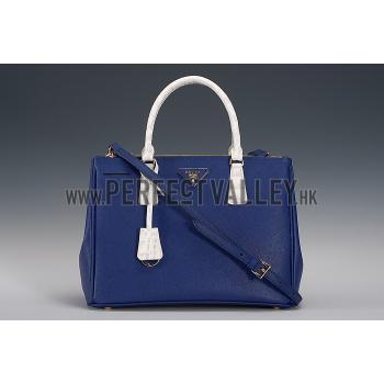 Prada Double Tote Blue With White Python Handles 18926809