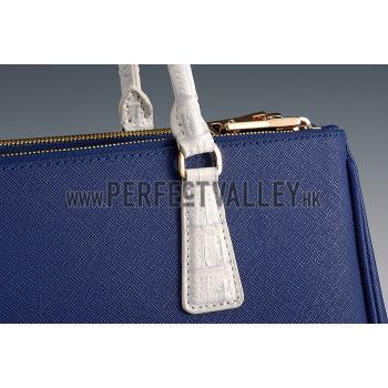 Prada Double Tote Blue With White Python Handles 18926809