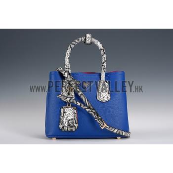 Prada Double Tote Blue With Python Handles 18926825