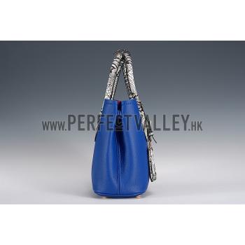 Prada Double Tote Blue With Python Handles 18926825