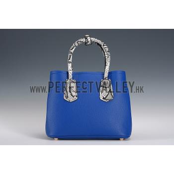 Prada Double Tote Blue With Python Handles 18926825