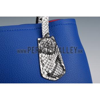 Prada Double Tote Blue With Python Handles 18926825