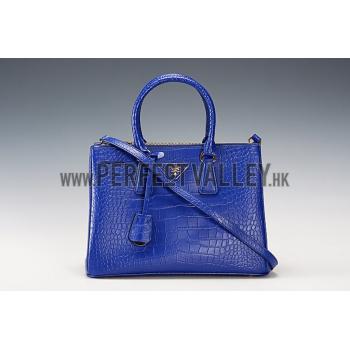 Prada Saffiano Crocodile Leather Blue Bag