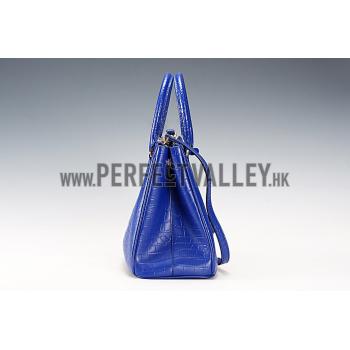 Prada Saffiano Crocodile Leather Blue Bag