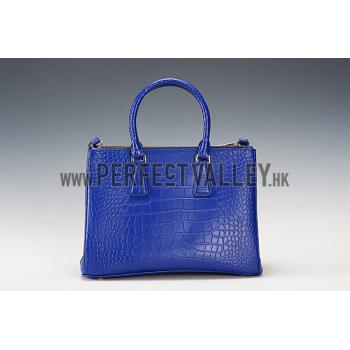 Prada Saffiano Crocodile Leather Blue Bag