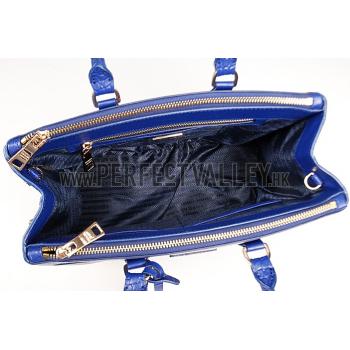 Prada Saffiano Crocodile Leather Blue Bag