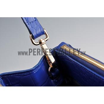 Prada Saffiano Crocodile Leather Blue Bag