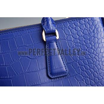 Prada Saffiano Crocodile Leather Blue Bag