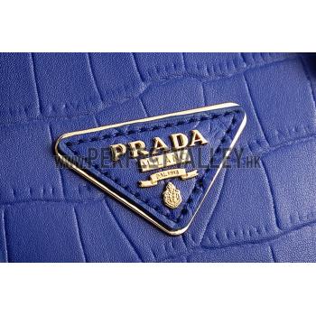 Prada Saffiano Crocodile Leather Blue Bag